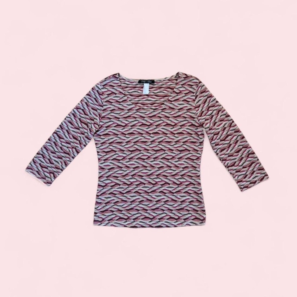 Vintage Y2K Patterned 3/4 Sleeve Top